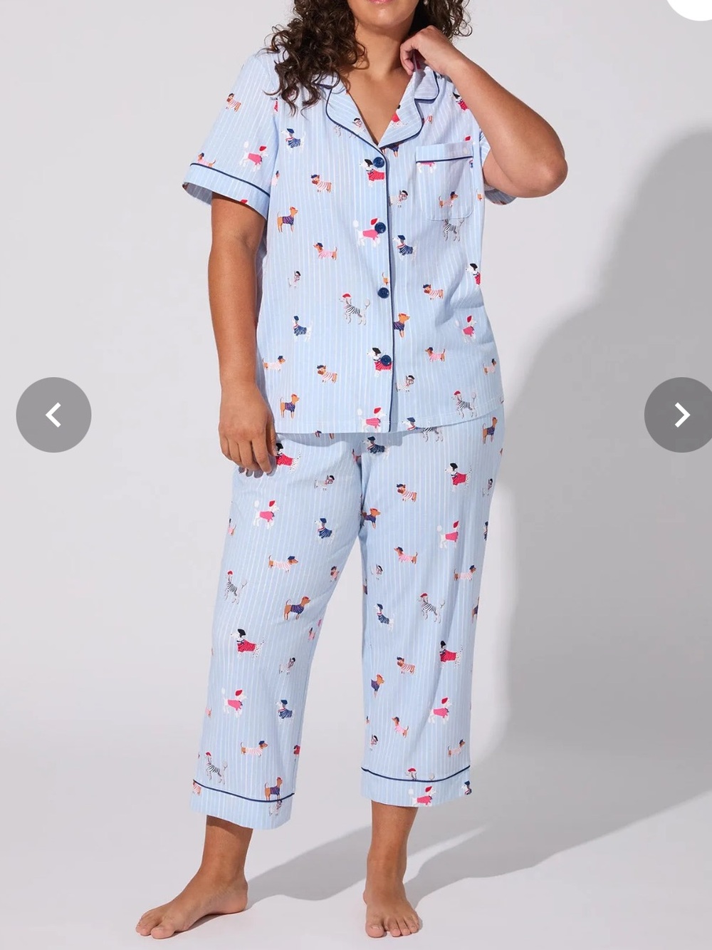 BedHead French Pups Short Sleeve Classic Jersey Cropped Pajama Set Parisian Dog - Picture 5 of 16